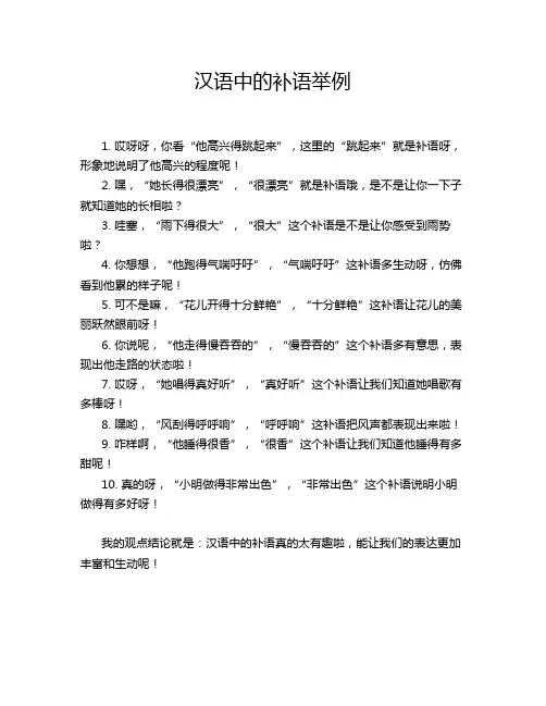 汉语中的补语举例