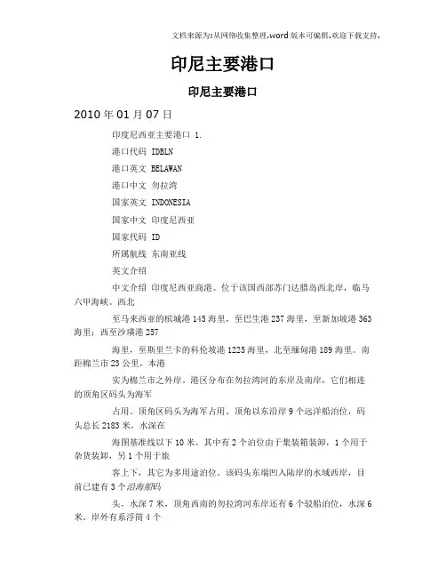 印尼主要港口