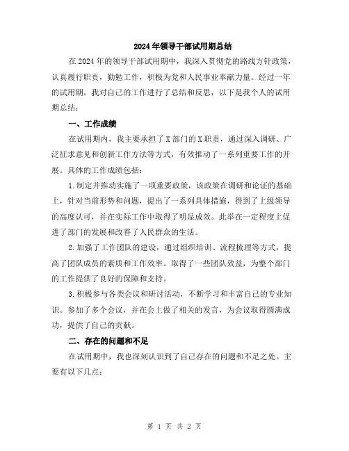 2024年领导干部试用期总结