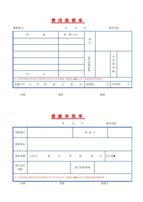 费用报销单-表格