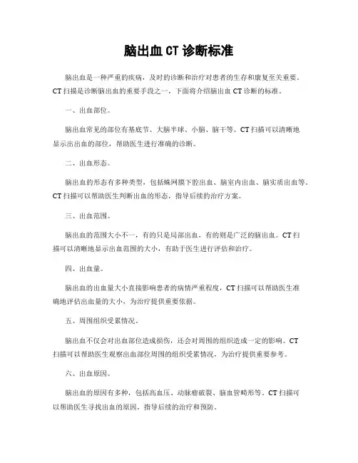 脑出血CT诊断标准