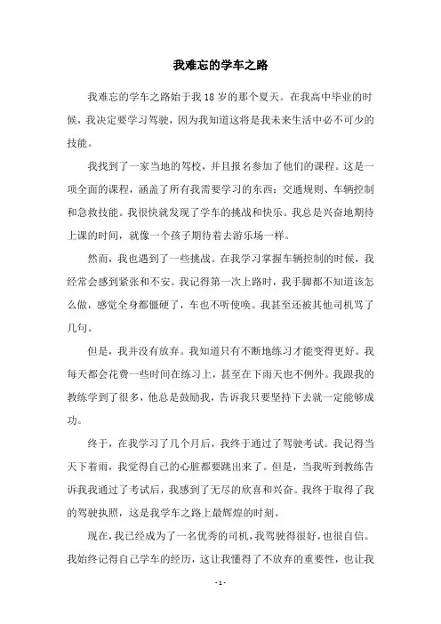 我难忘的学车之路