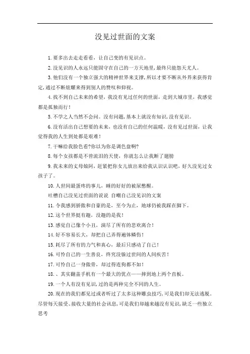 没见过世面的文案