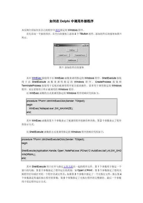 如何在DELPHI中调用外部程序