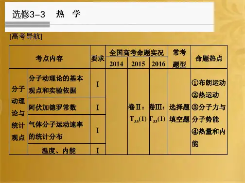 高考物理大一轮复习 选修部分 基础课1 分子动理论 内能课件 粤教版选修3-3(共54张PPT)