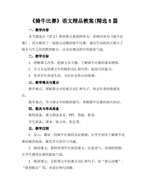 《骑牛比赛》语文精品教案(精选8篇