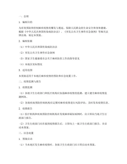 麻疹处置应急预案