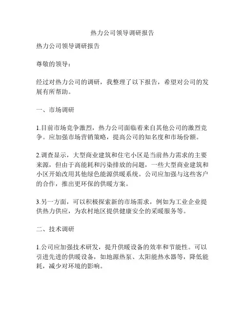 热力公司领导调研报告