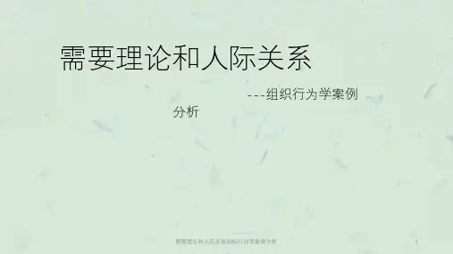 需要理论和人际关系组织行为学案例分析课件