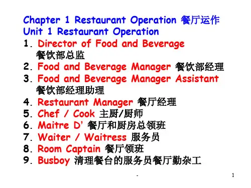 酒店英语1PPT课件