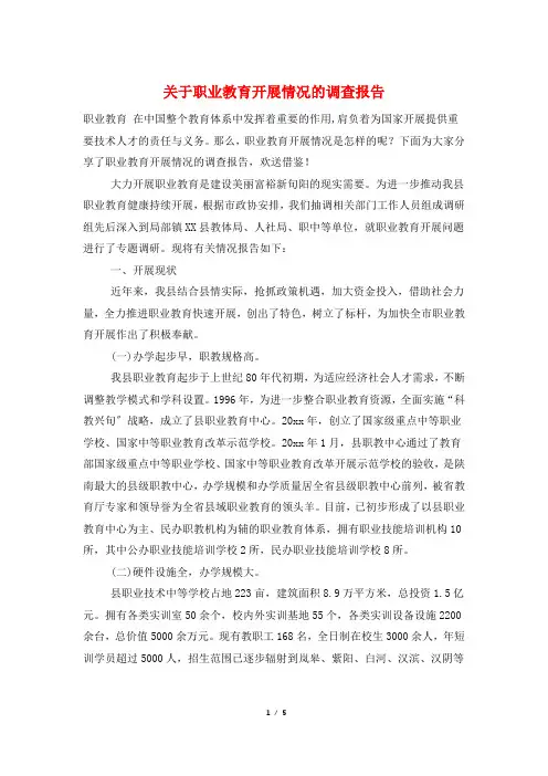 关于职业教育发展情况的调查报告