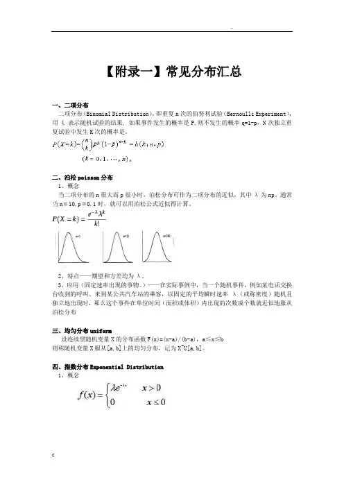 常见统计分布及其特点