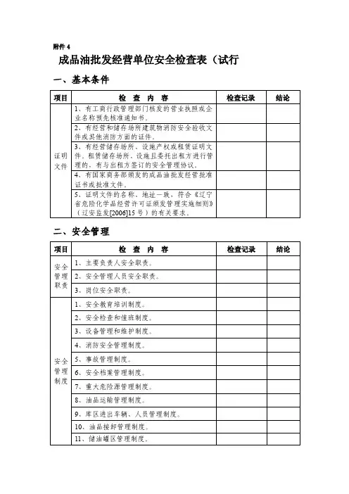 成品油检查表[精华]
