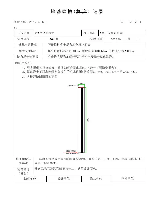 孔桩验槽记录【范本模板】