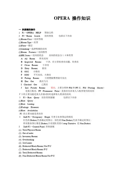 OPERA 操作知识