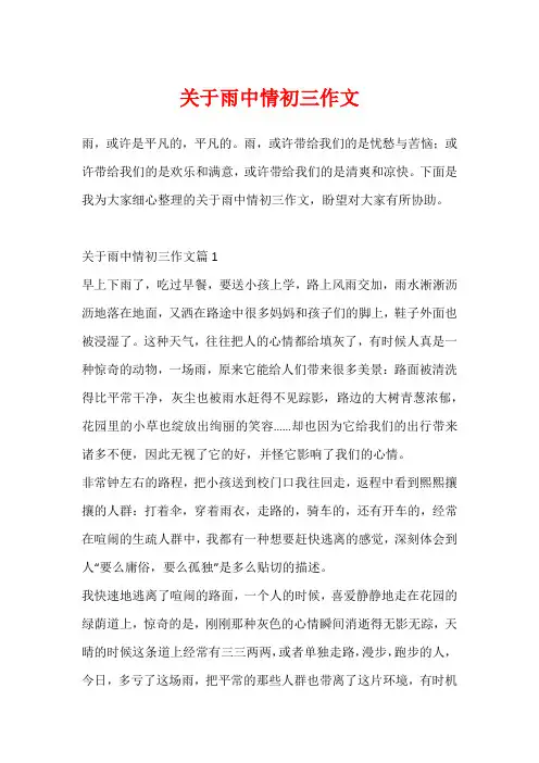关于雨中情初三作文