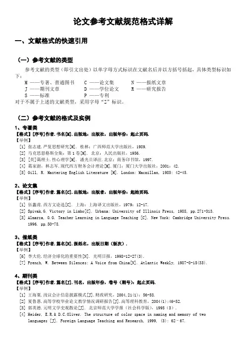 最详细的论文参考文献规范格式说明