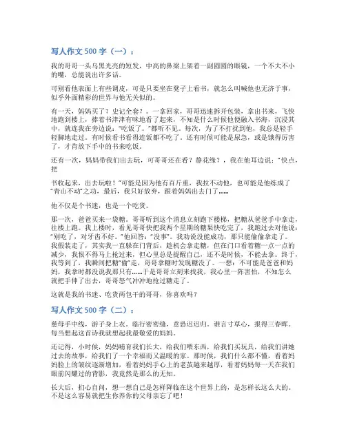 关于写人作文500字(精选40篇)