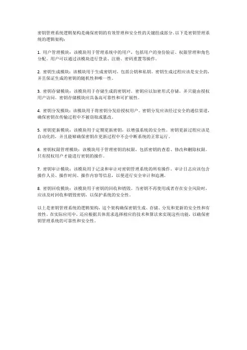 密钥管理系统逻辑架构