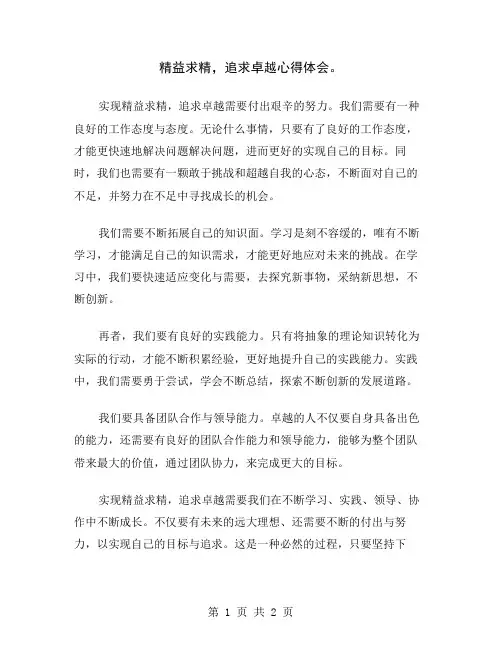 精益求精,追求卓越心得体会