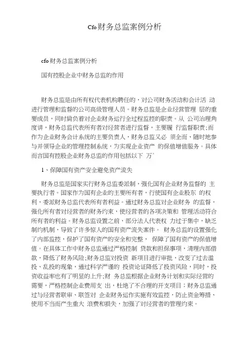 cfo财务总监案例分析
