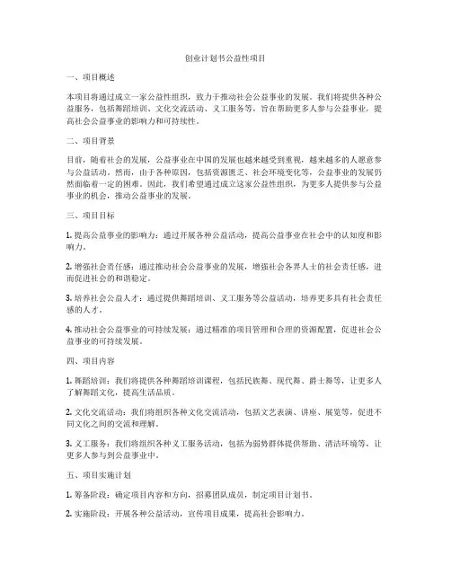 创业计划书公益性项目