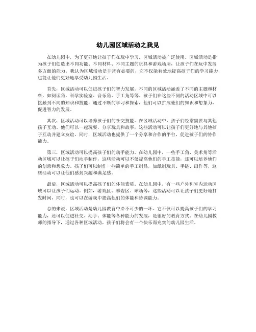 幼儿园区域活动之我见