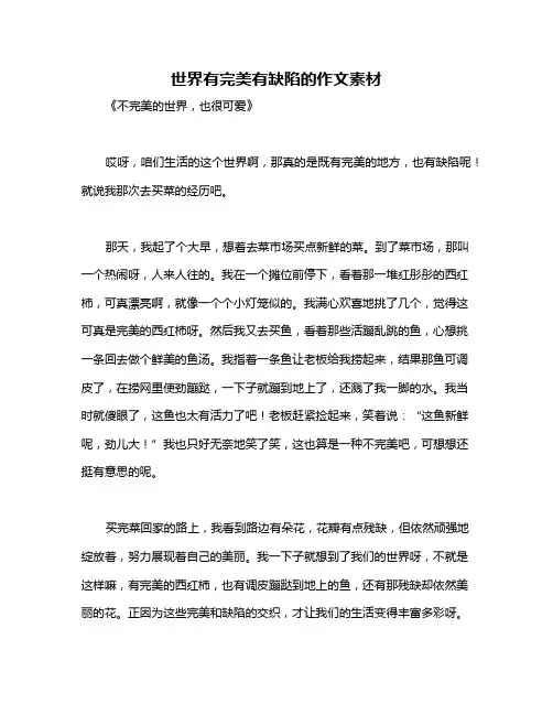世界有完美有缺陷的作文素材
