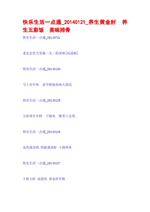 快乐生活一点通_20140121_养生黄金肘  养生五彩饭  美味排骨
