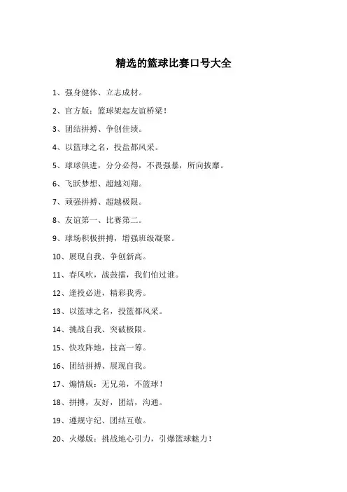 精选的篮球比赛口号大全