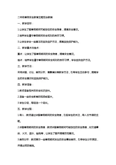 二年级寒假安全教育主题班会教案