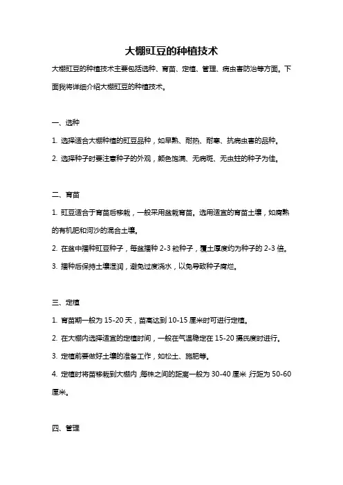 大棚豇豆的种植技术