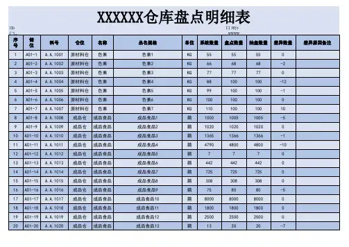仓库盘点明细表