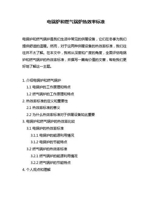 电锅炉和燃气锅炉热效率标准
