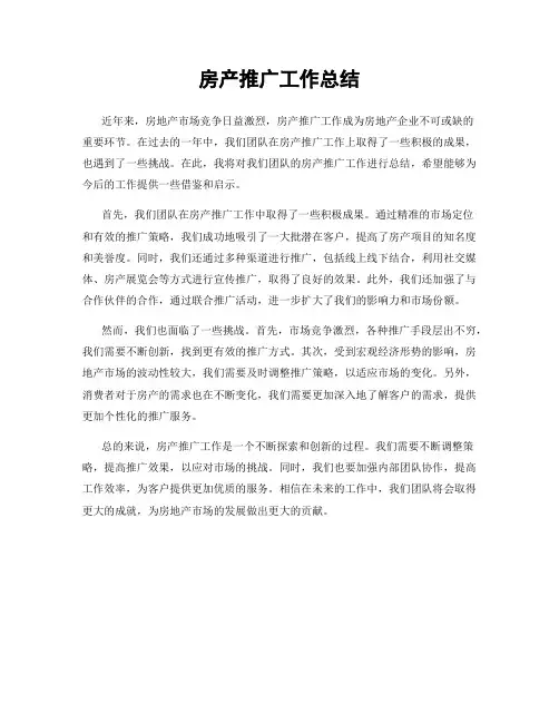 房产推广工作总结
