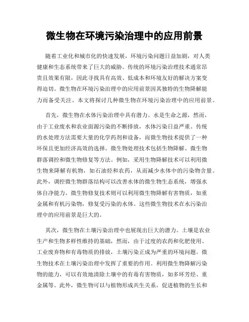 微生物在环境污染治理中的应用前景