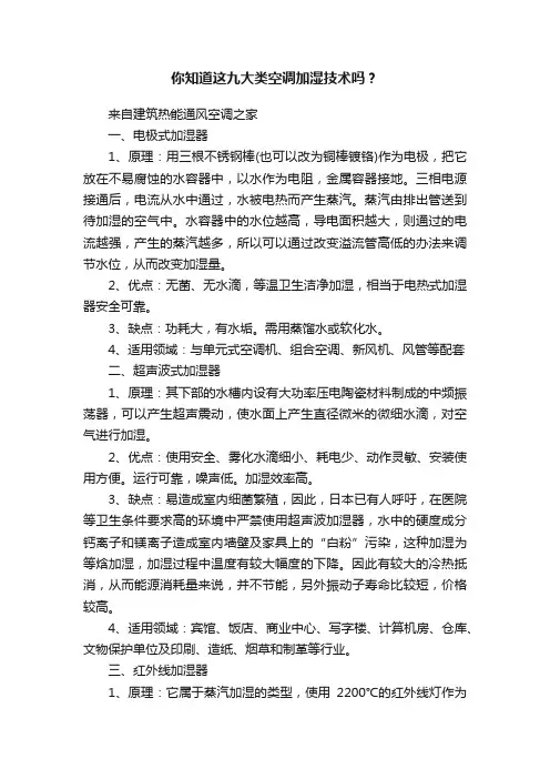 你知道这九大类空调加湿技术吗？