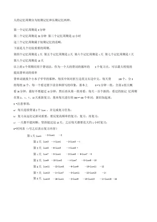 艾宾浩斯记忆法记忆曲线表