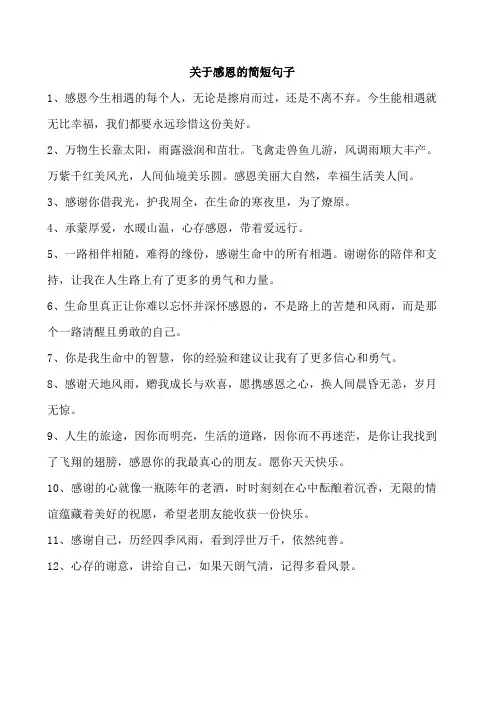 关于感恩的简短句子