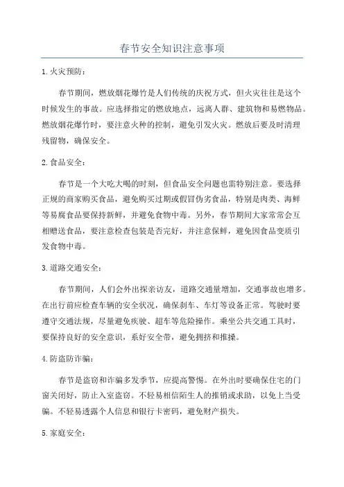 春节安全知识注意事项