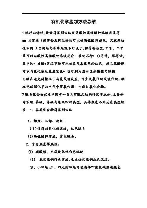 有机化学鉴别方法总结