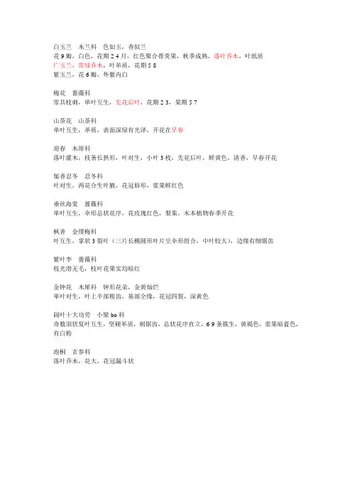 常见花木识别要点