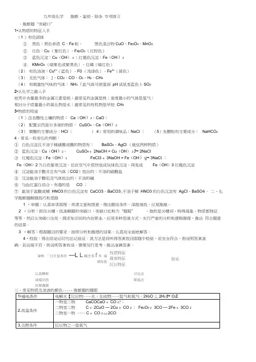 九年级化学推断题_物质鉴别_离子共存专题突破(1)