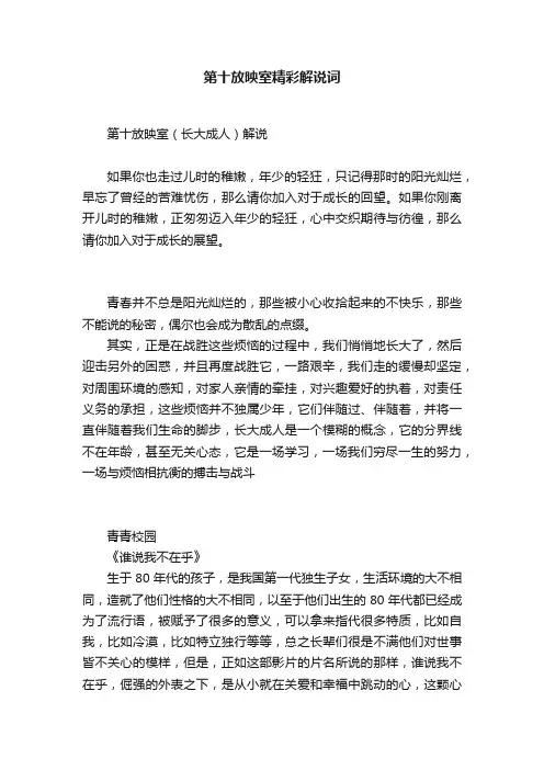 第十放映室精彩解说词