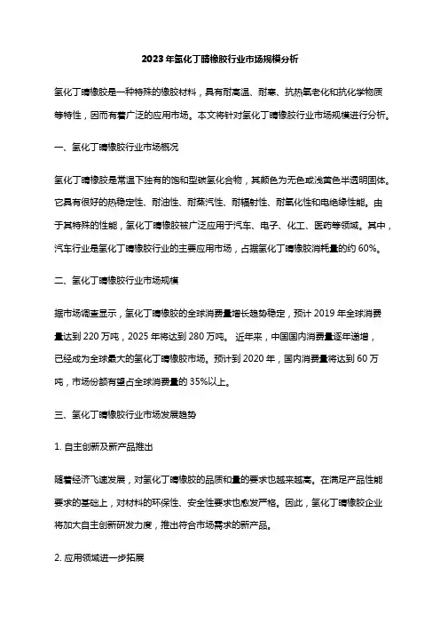 2023年氢化丁晴橡胶行业市场规模分析