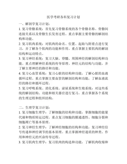 医学考研各科复习计划