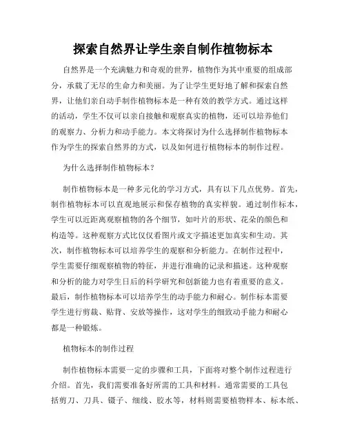 探索自然界让学生亲自制作植物标本