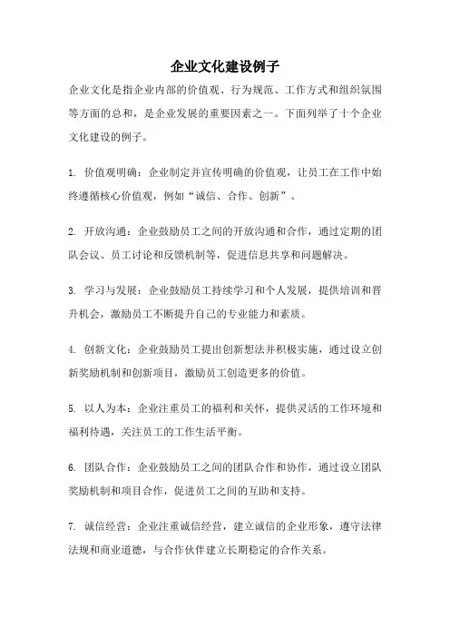 企业文化建设例子