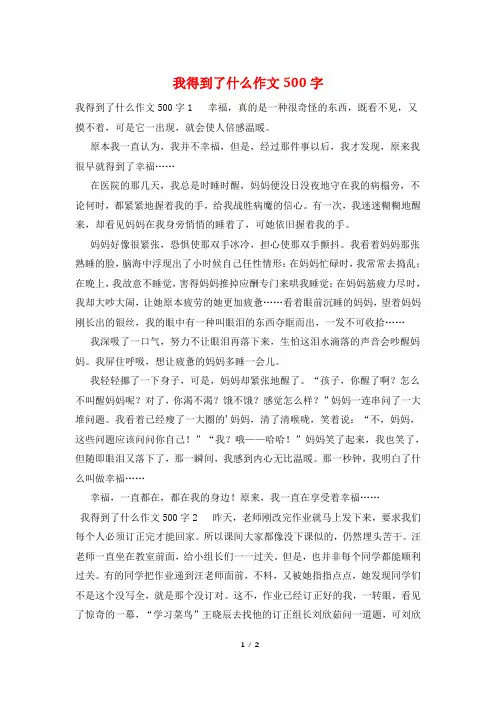 我得到了什么作文500字