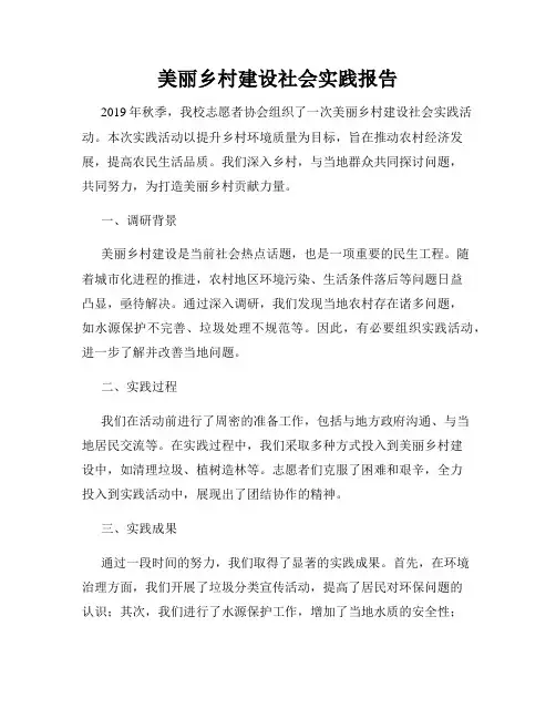 美丽乡村建设社会实践报告